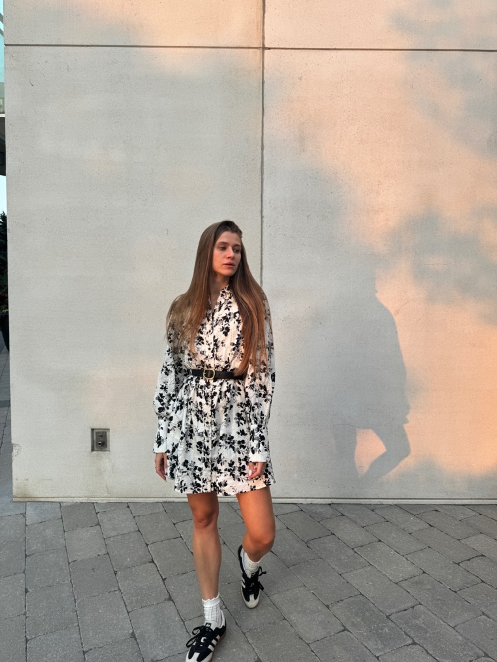 Black & White Floral Long-Sleeve Mini Dress
Reserved
Size S